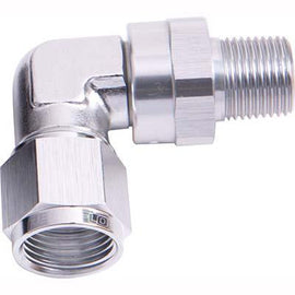 90° Male NPT to Female AN Adapter  BLUE / SILVER