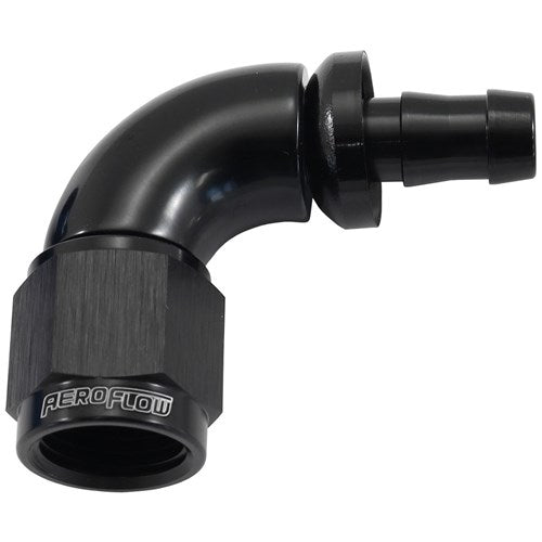 510 Series Full Flow Tight Radius Push Lock 90° Hose End -6AN To 5/16" (8mm) Barb
