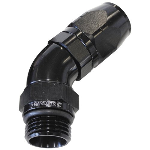 45° Male ORB Full Flow Swivel Hose End -8 ORB to -8AN
