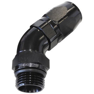 45° Male ORB Full Flow Swivel Hose End -8 ORB to -8AN