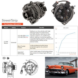 LS / UNIVERSAL BLACK 215AMP ALTERNATOR - 0