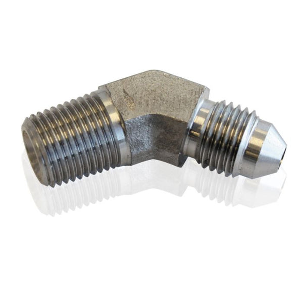 Stainless Steel 45° NPT Male to AN