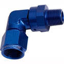 90° Male NPT to Female AN Adapter  BLUE / SILVER